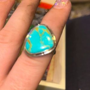 Turquoise ring in sterling silver, polished size ~8